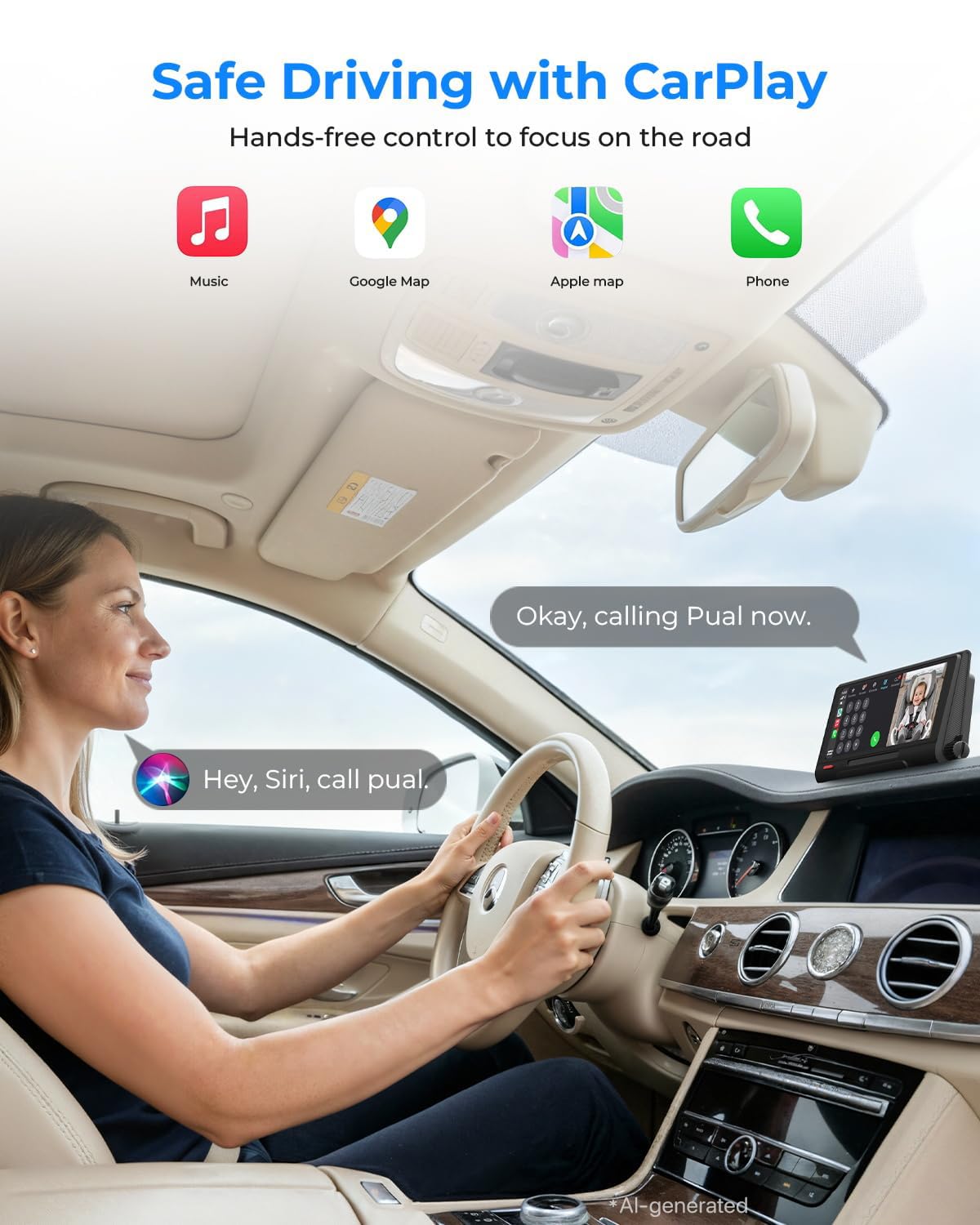 Babyvue BV7 Kamera samochodowa dla dzieci, 18,2 cm, z dzielonym wyświetlaczem Carplay i nagrywaniem w nocy, IR 1080p, składany uchwyt, tryb uśpienia, łatwy montaż i