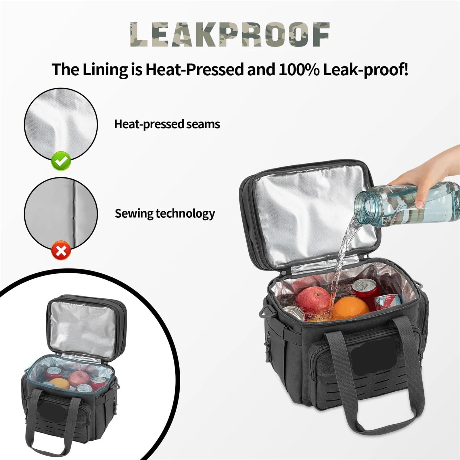 Bolsa Termica Porta Alimentos Fiambrera de 18L for hombre, bolsa térmica expandible alta resistencia con aislamiento, trabajo térmico, Camping, pícnic al aire libre, 1 ud(Green)