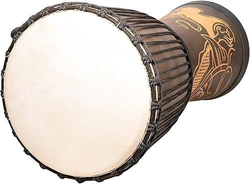 Miniatura 7 de Nuevo Djembe Linecarv estándar, 24" alto, 12" cabeza, NK190 Dragon