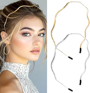 Metal Headbands for Women Trendy,Trendy & Cute Gold and Silver Designer Hair Accessories Gold Elegant Hair Hoop Headpiece for Women Girls Bridal Hair Styling Accessories