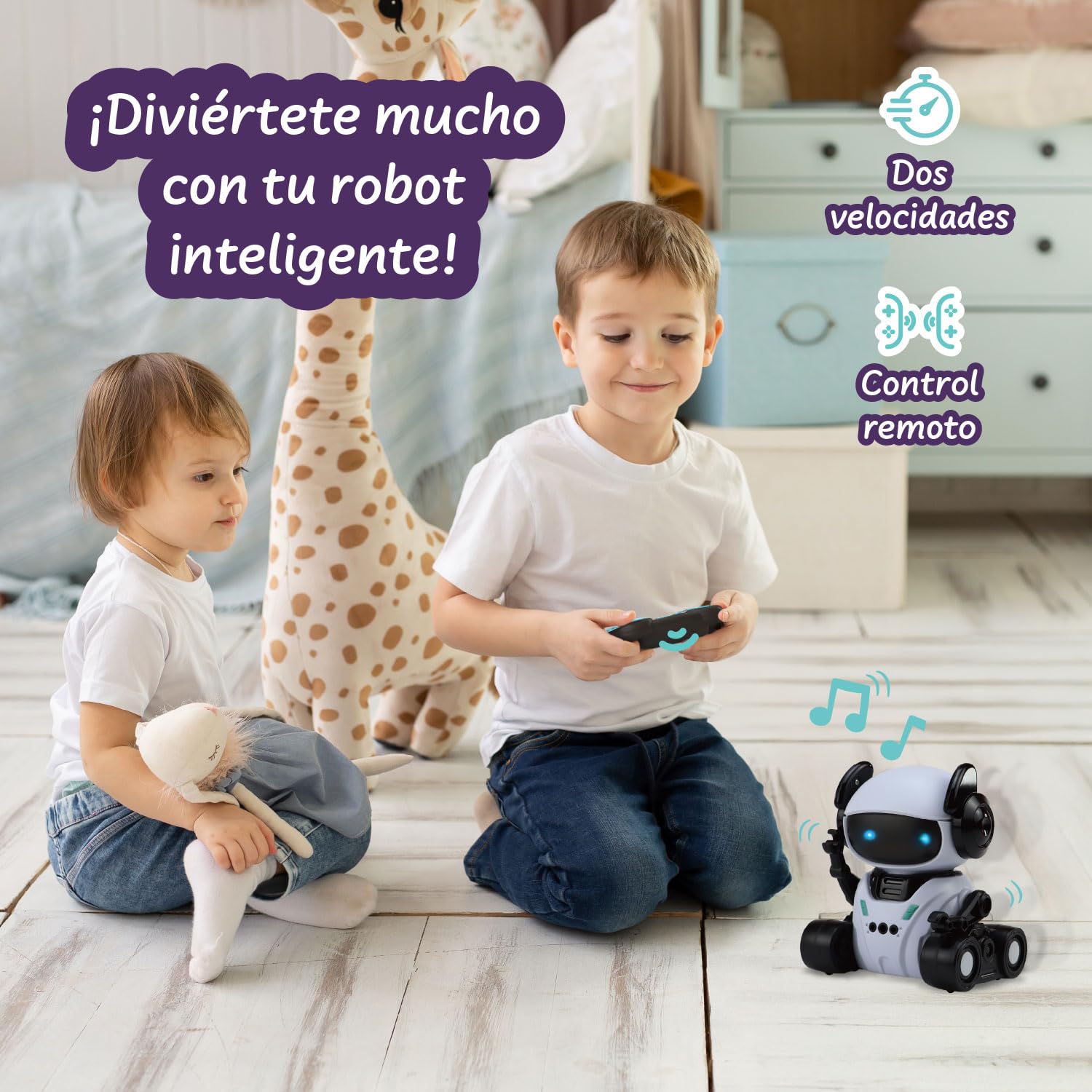 Science4you Robot Inteligente ROMI - Robot con Mando a Distancia para Niños con Ojos LED, Música y Cuatro Modos, Juguetes Interactivos, Regalo Original para Niños y Niñas de 6 7 8 9 10+