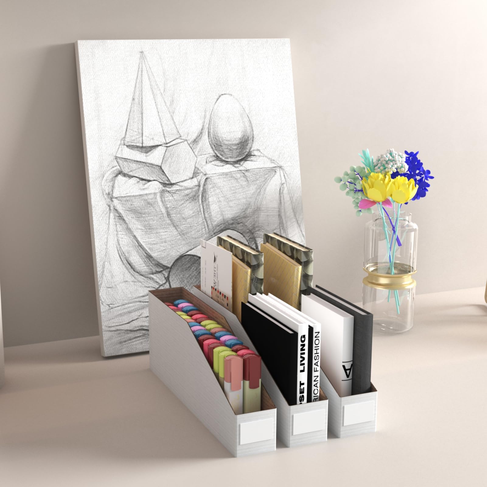 ZBEIVAN cajas de cartón cajas 35 paquetes de 35 x 50 x 10 cm, fácil montaje despensa organizador organizador bandejas para estante, blanco