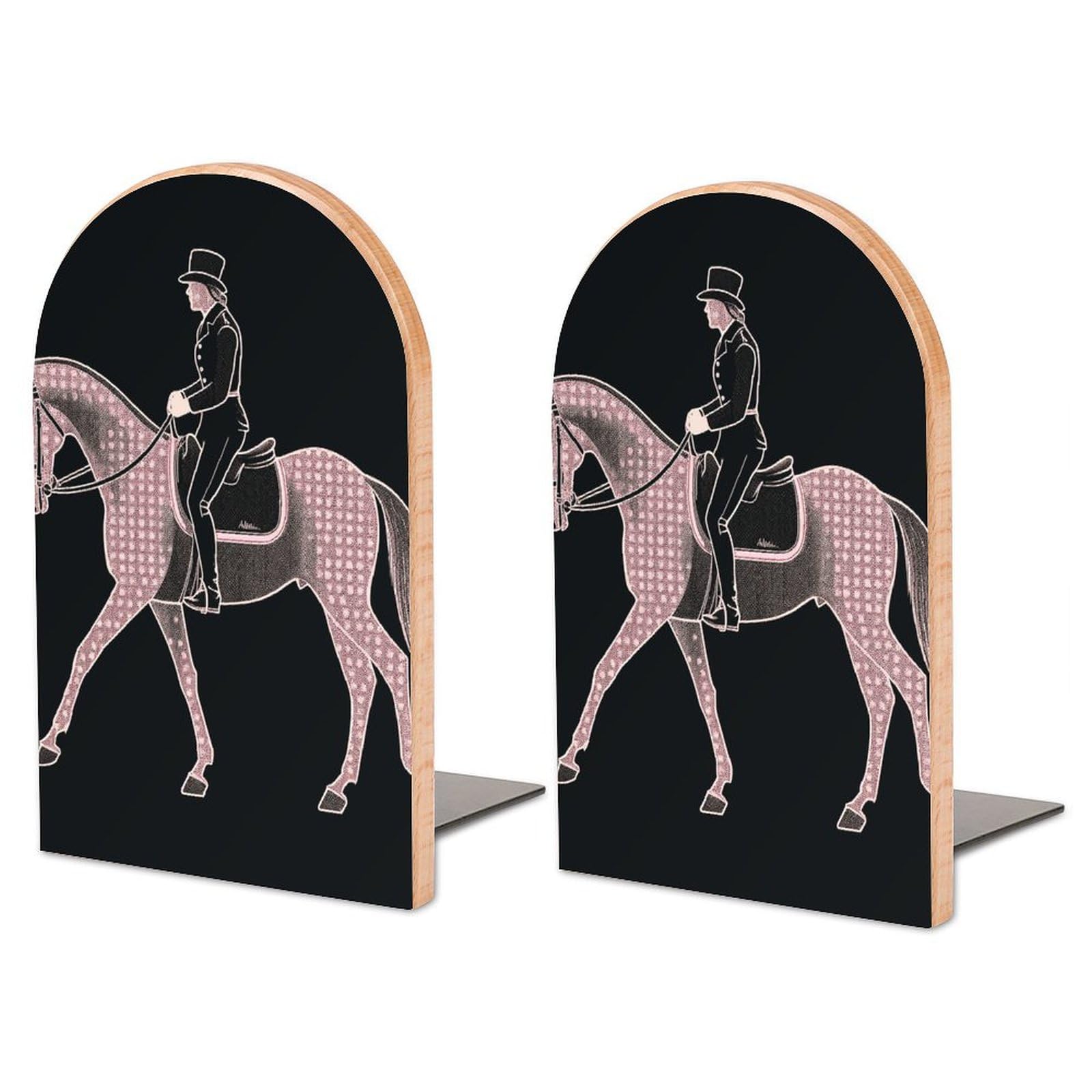 Serre-livres cheval de dressage en hêtre noble pour ordonner vos livres avec élégance au bureau