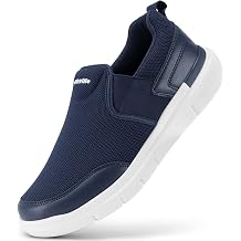 FitVille Mens Extra Wide Slip on Walking Shoes, Lightweight Non-Slip Breathable Casual Loafers for Standing All Day
