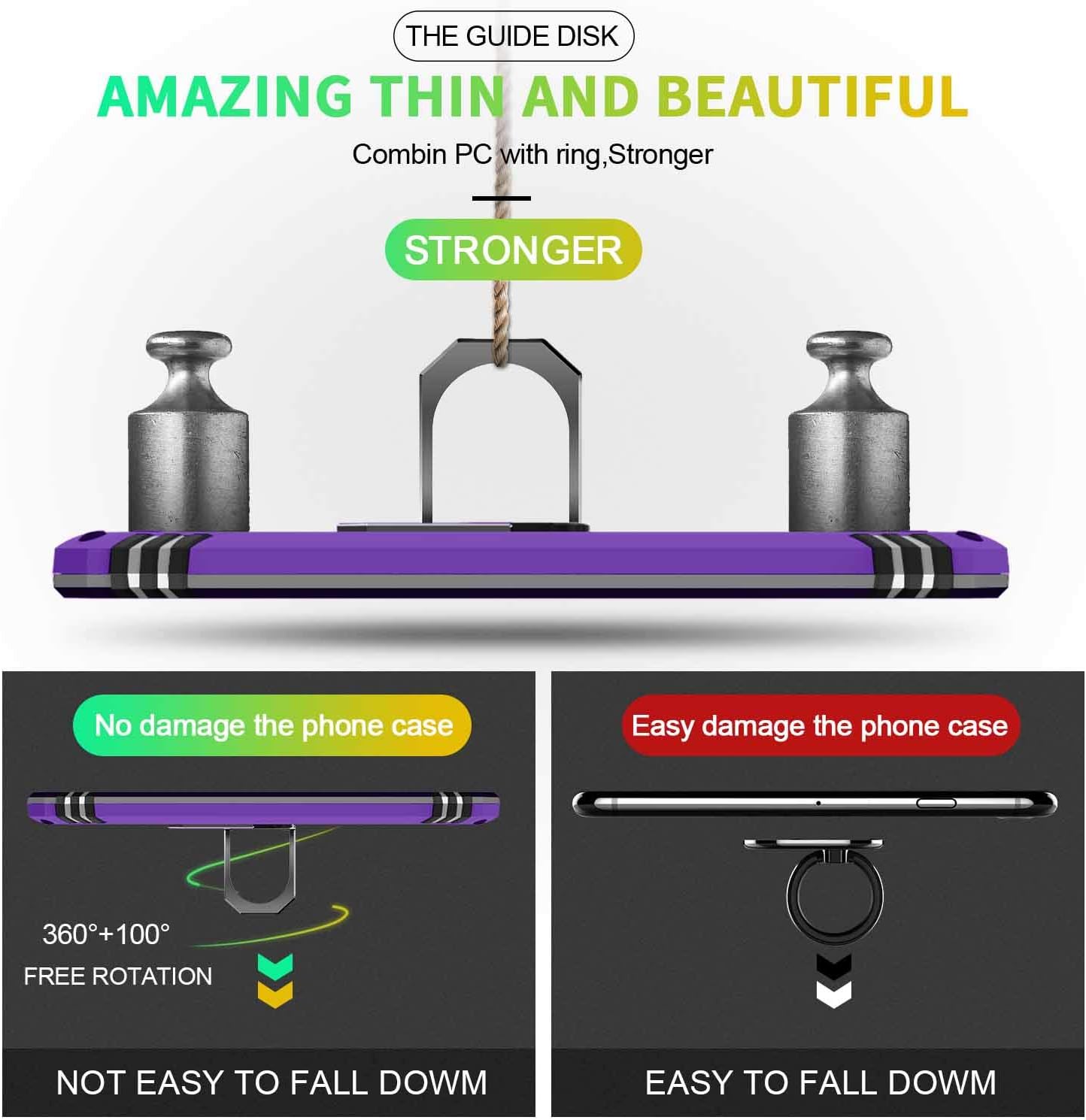 Compatible for Moto G Stylus 2020 Case 6.4-inch with HD Screen Protector, Gritup Military-Grade Shockproof Protective Phone Case with Magnetic Kickstand Ring for Motorola Moto G Stylus 2020 Purple