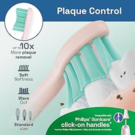 Brushmo Plaque Control Replacement Toothbrush Heads, Compatible with Philips Sonicare Click-on Electric Toothbrush Handles, 8 Standard Replacement Heads, Soft Dupont Bristles, BM928pk, Pink