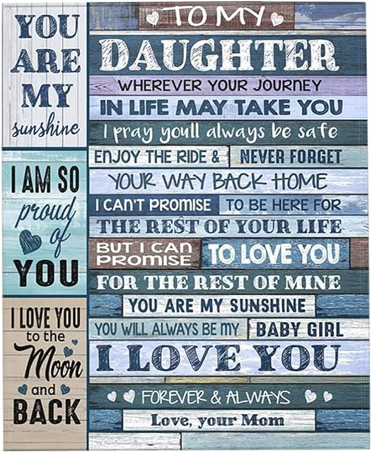 To My Daughter From Mum Blanket,Personalized Message Letter Blanket, Super Soft Fleece Blankets & Throws For Kids, Bedroom AccessoriesBest Gift for Birthday Christmas Graduation