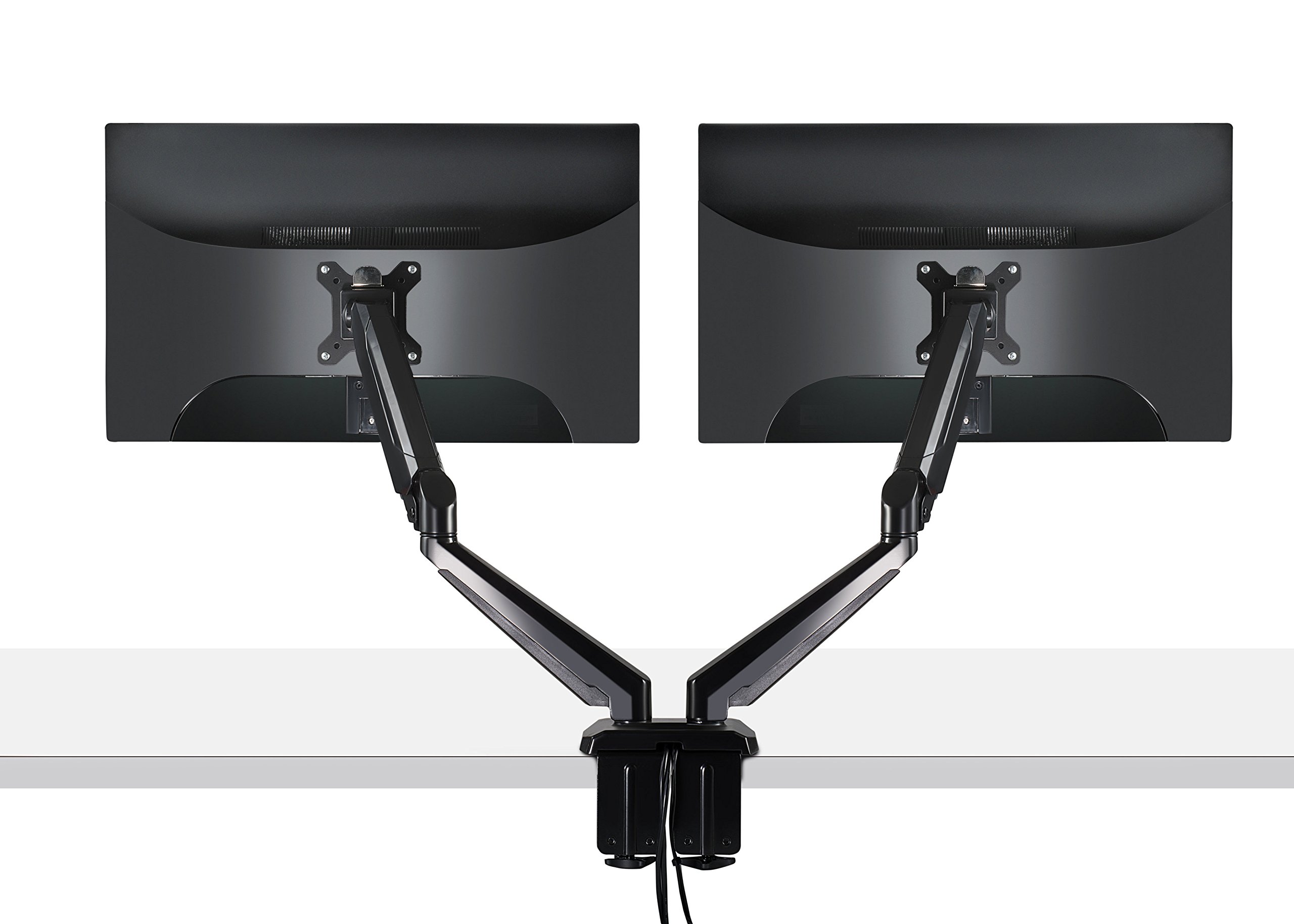 Dual Monitor Mount| Ultra-Flex Dual-Arm Monitor Desktop MountFor 15"-27" with USB and Audio Ports| Extending &Retracting Arms|Increase Desk Space|Sturdy, Easy Installation