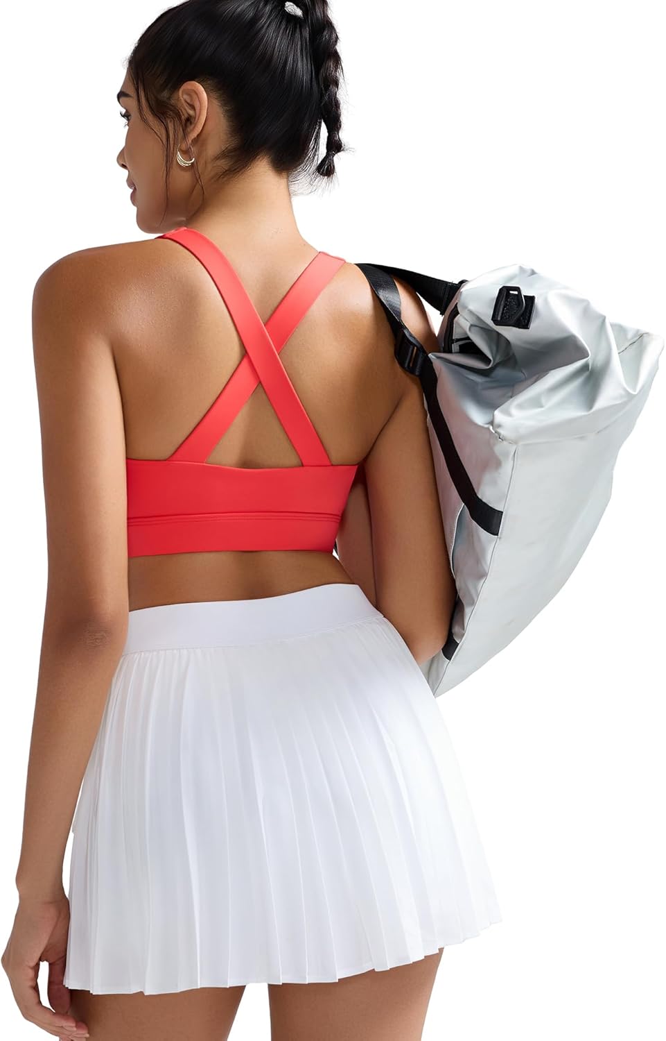 RUNNING GIRL Sports Bra for Women,Molded Cup Strappy Running High Impact Sports Bra with Sewn in Pads - Image 3