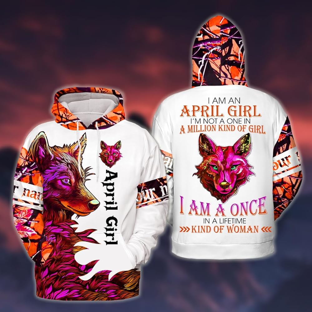 Amazon.com: H32751 Personalized Wolf April Girl I Am A Once