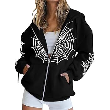 SPIDERWEB HOODED JACKET SILVER GRAY Lサイズ Amazon.com: Y2K Gothic Spider Web Heart-shaped Print Hoodied
