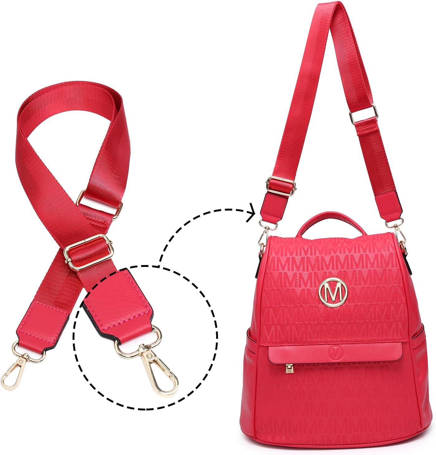 MKP Women Fashion Backpack Purse Multi Pockets Signature Anti-Theft Rucksack Travel Ladies Shoulder Bag Handbag 2Pcs - Image 3