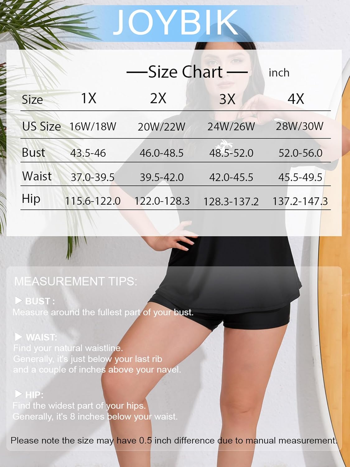 JOYBIK Women's Plus Size Short Sleeve Rash Guard with Built in Bra UPF50+ Swim Shirt and Shorts Two Piece Swimsuit