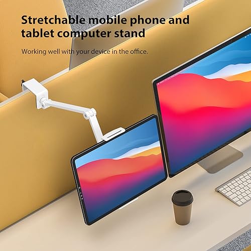 Miniatura 5 de BEWISER Soporte de escritorio para iPad, soporte para tableta para escritorio o cama, gira 360 grados de flexibilidad, altura y ángulo ajustable,