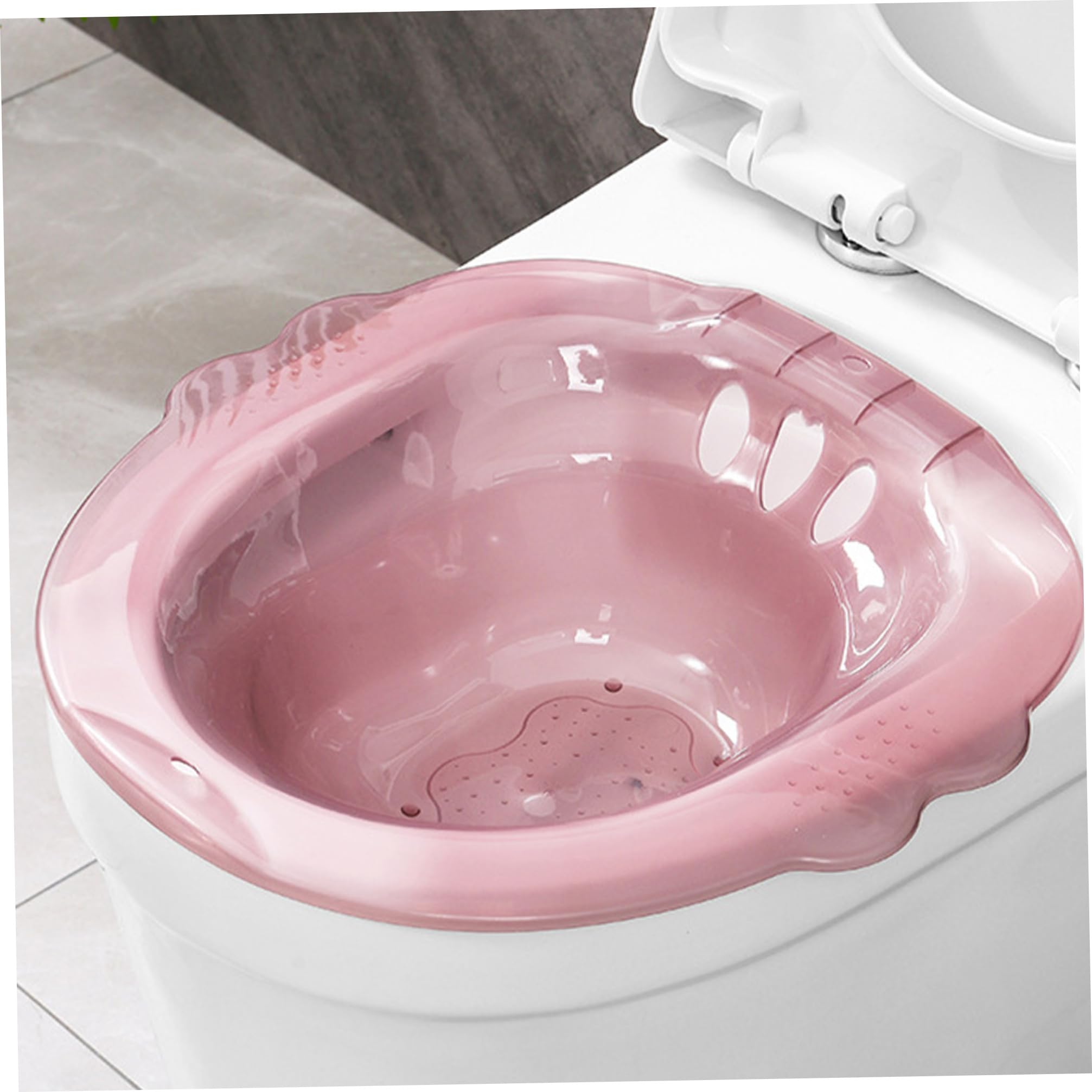 Baño Sitz para el inodoro, sobre el baño Sitz Bath para hemorroides, bidé portátil anti-superflujo con agujeros de drenaje, baños de sitz para hemorroides cuidados privados posparto (rosa)