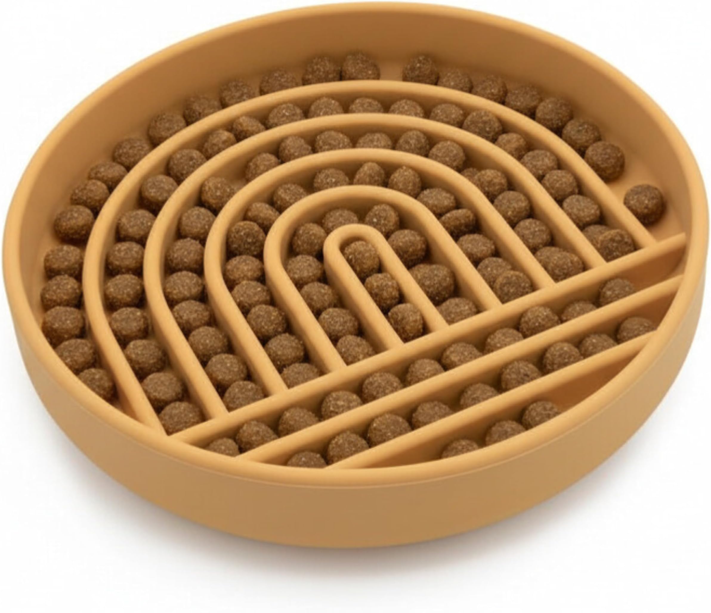 Should We Go? Slow Feeder for Dogs & Cats, The Slowdown Bowl Silicone Slow Eating Mealtime Solution with Modern Lick Mat Design, Reduces Gulping, Fits 1 Cup, 6” Across x 1.25” Tall, Small-Honey