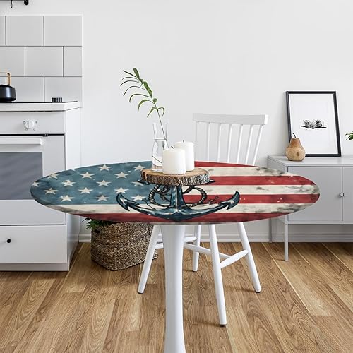 Vista 137 de Pardick Mantel redondo ajustable con diseño de flores de arte en acuarela con mantel elástico, mantel elástico redondo, impermeable, lavable, se