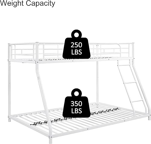 Miniatura 4 de CNANXU Literas de tamaño individual sobre matrimonial, litera baja de metal con rieles de protección, escalera para dormitorio compartido de niños y