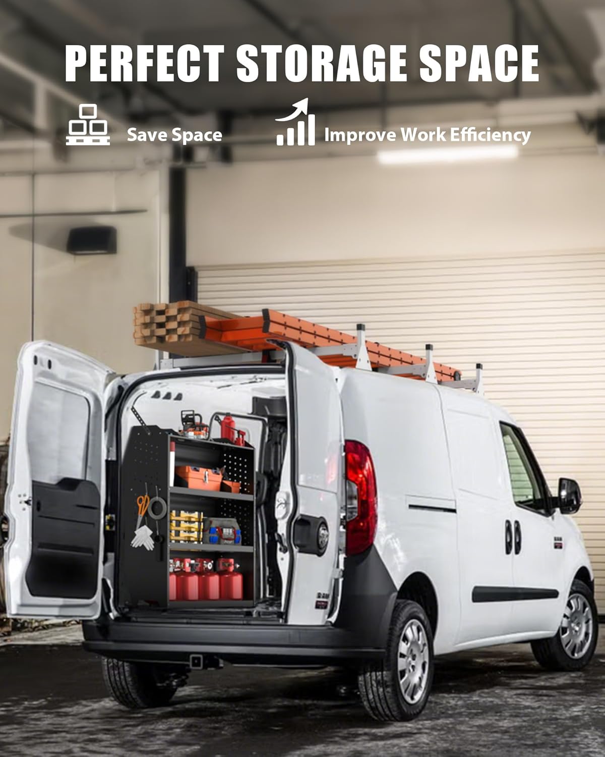 MELIPRON Cargo Van Roof Ladder Rack Fit for RAM ProMaster City 2015-2024 3 Crossbars