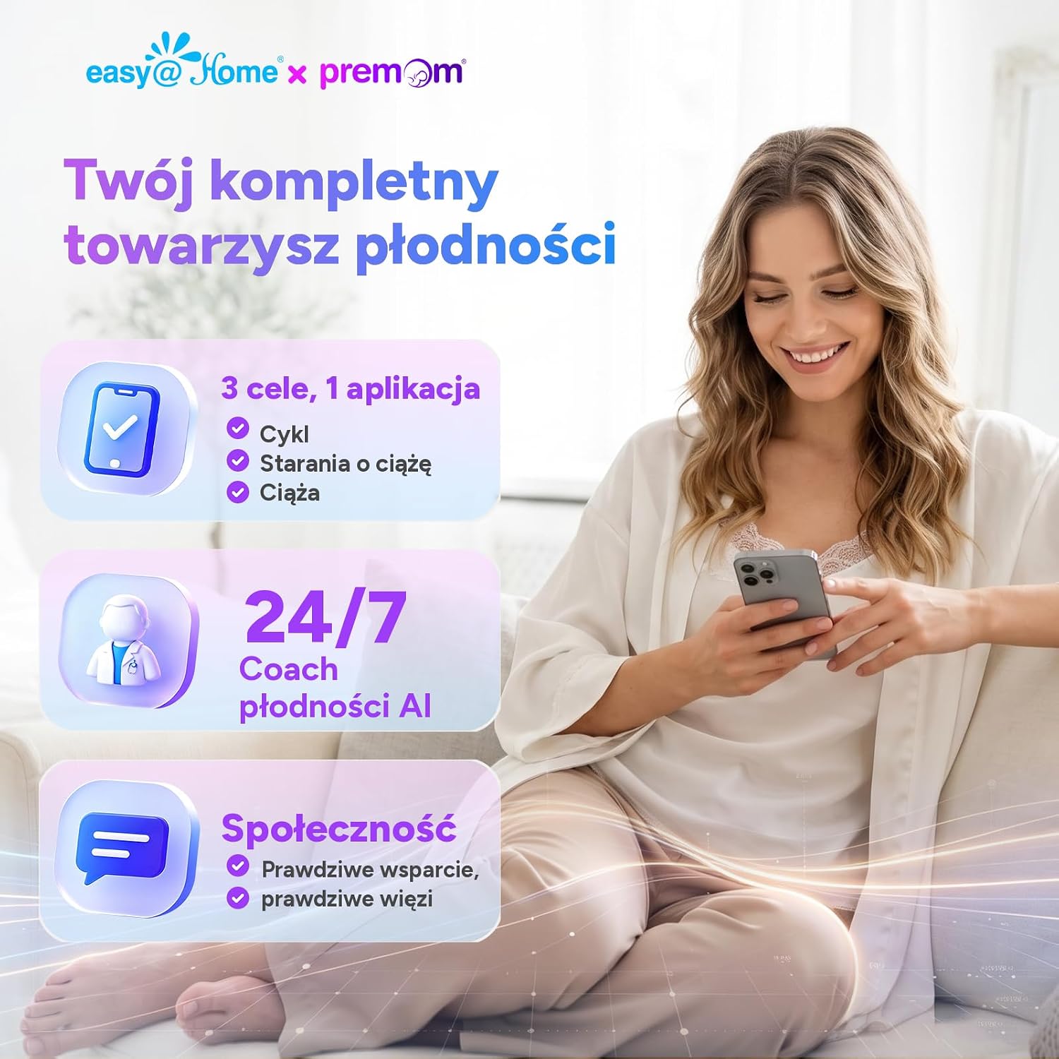 25 сверхчувствительных тестов на овуляцию (25 мЕ/мл), Easy@Home 25 тестов на овуляцию — точные результаты благодаря бесплатному приложению Premom (iOS и Android) Испанский