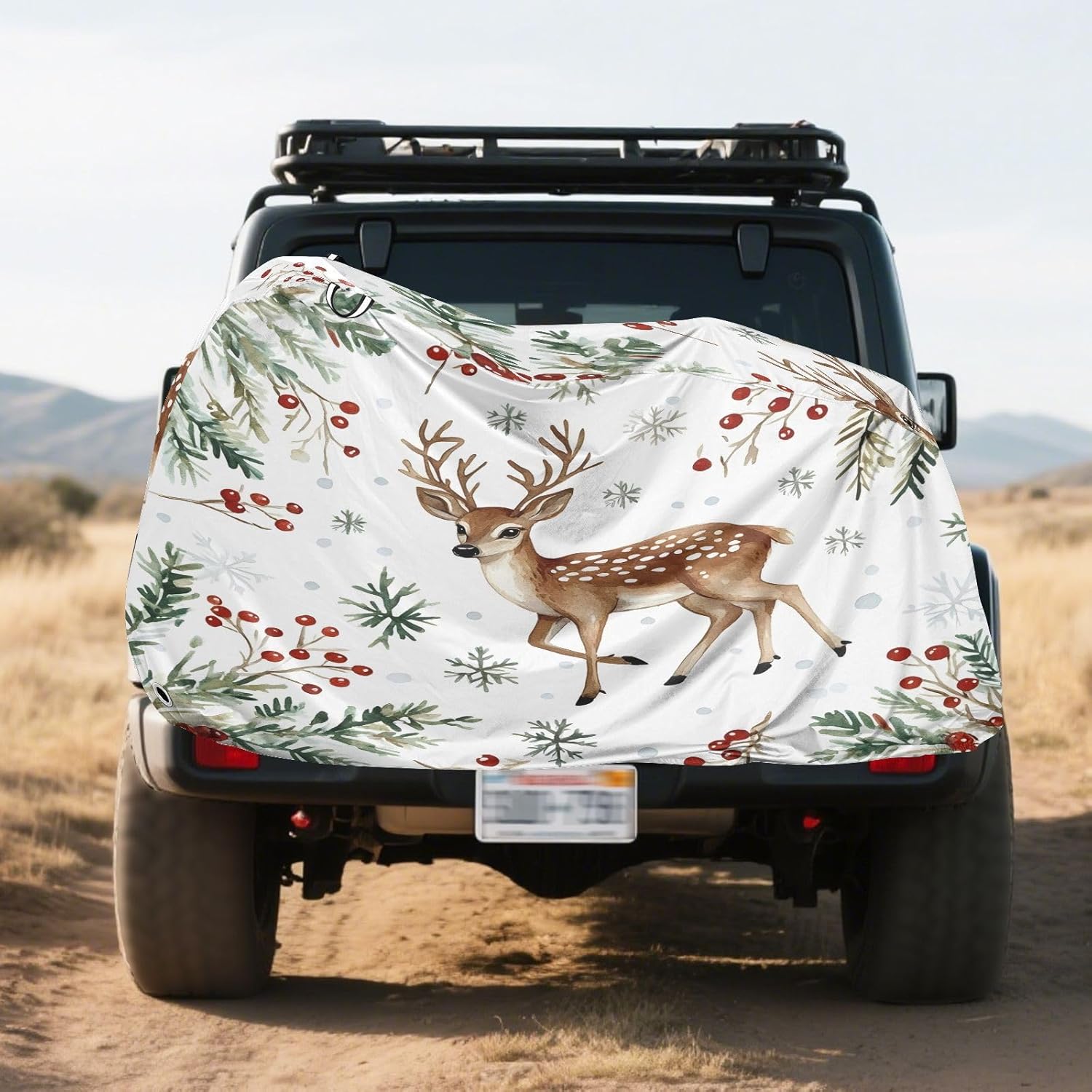 ALAZA Christmas Fawn Pine Needles Bike Cover Waterproof Outdoor Ebike Bicycle Covers Tarp Protection for 1/2 Bikes, Sun UV Dust Wind Proof