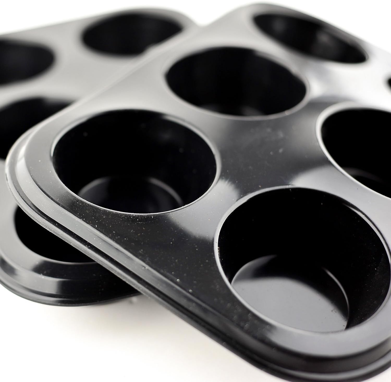 Selecto Bake 2 X Silicone Bun/Muffin Tray Non Stick Baking Cupcake Mould 6 Cup Pan Food Grade (Black), 29.5cm x 18.5cm x 5cm - Image 3