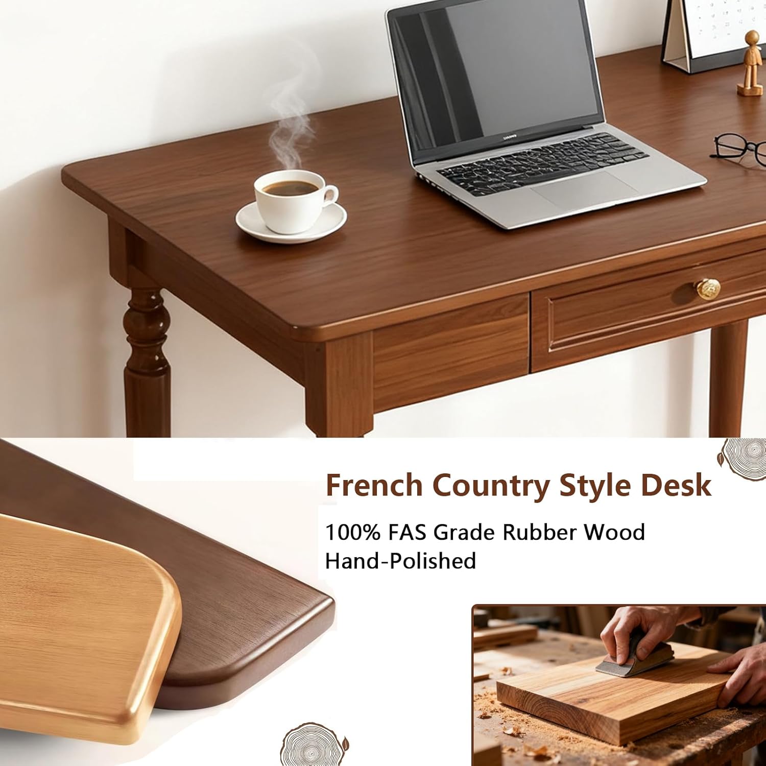 Solid Wood Desk with Drawers,47.2'' Small Computer Desk for Small Spaces,Gaming Study Home Office Desks for Work,Student PC Desk for Bedroom,Escritorios para Cuartos (Walnut)