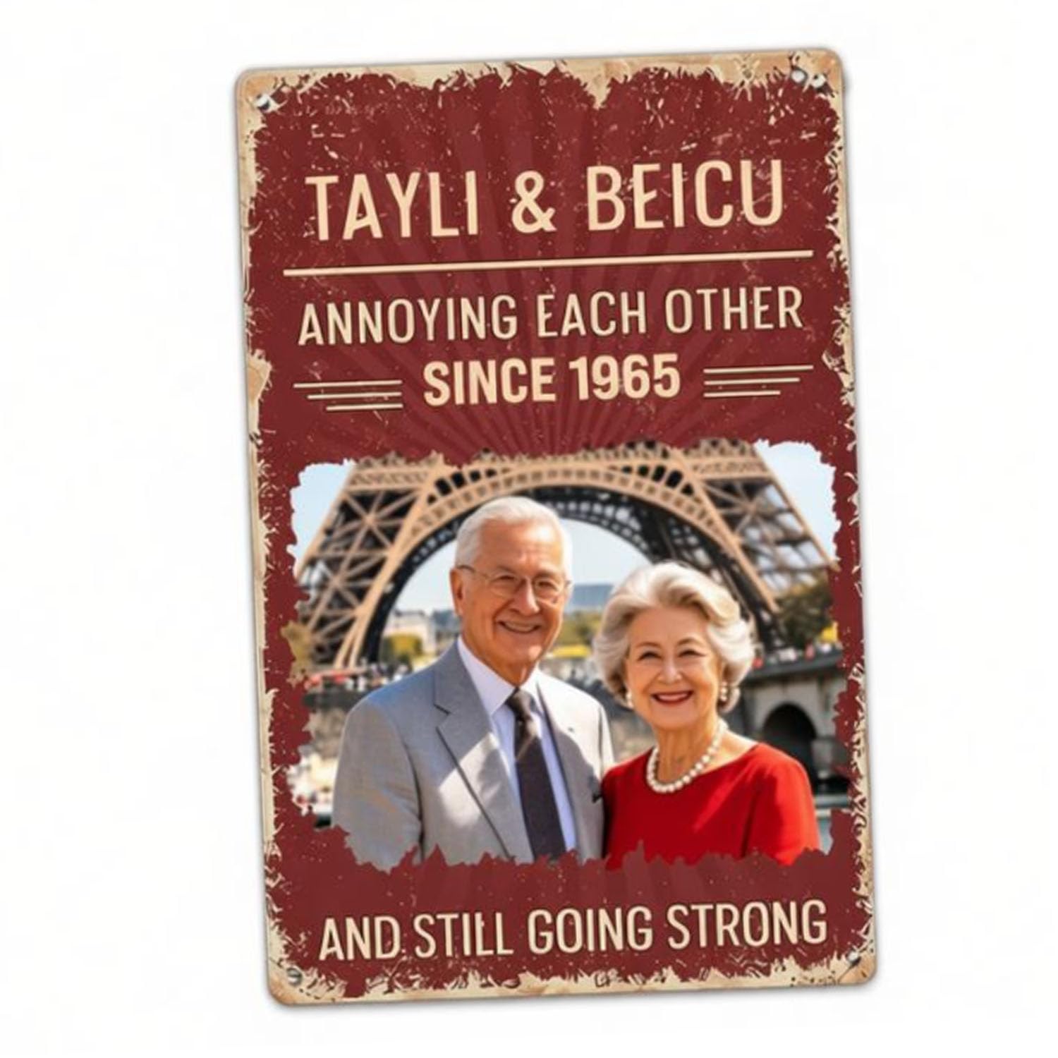 Annoying Each Other Since & Still Going Strong Custom Photo Sign - Personalized Metal Sign, Personalised Couple Photo Garden Signs and Plaques, Custom Names & Year Metal Signs, Home Decor