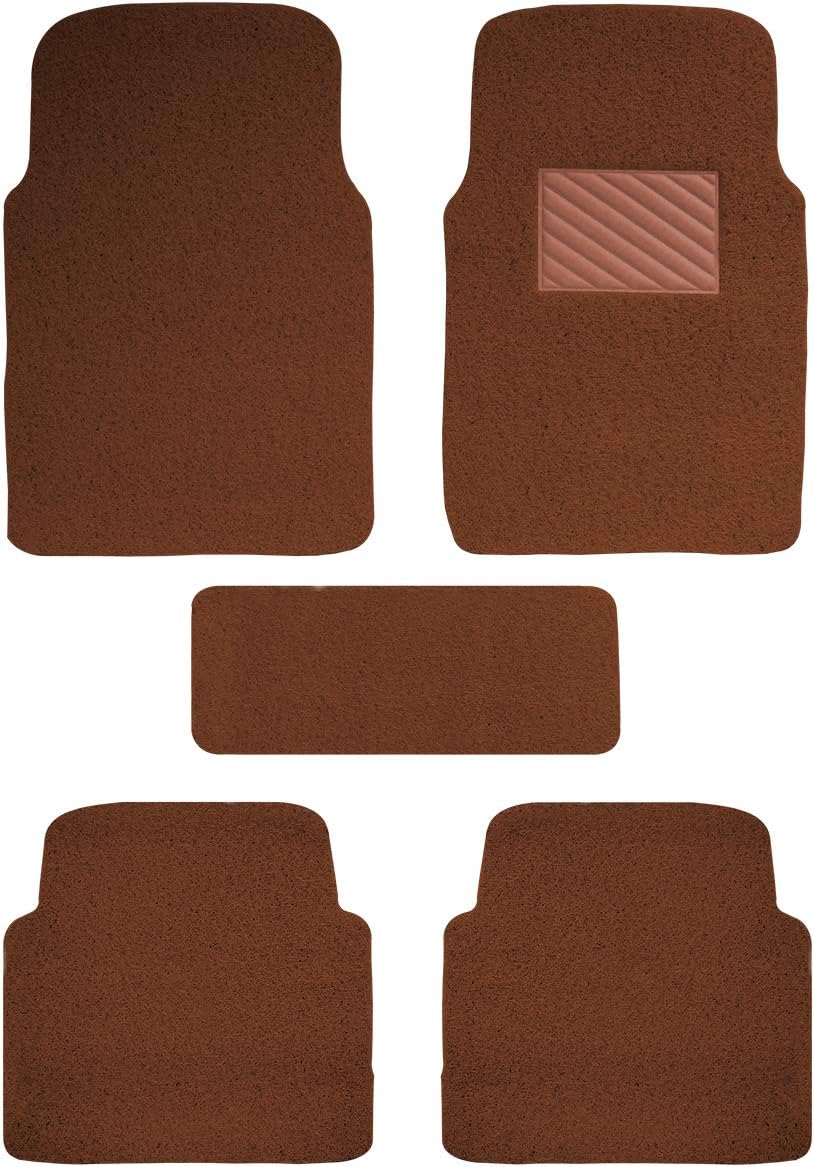 Autofurnish Anti Skid Curly Car Foot Mats (Tan) Compatible with Toyota Innova Crysta