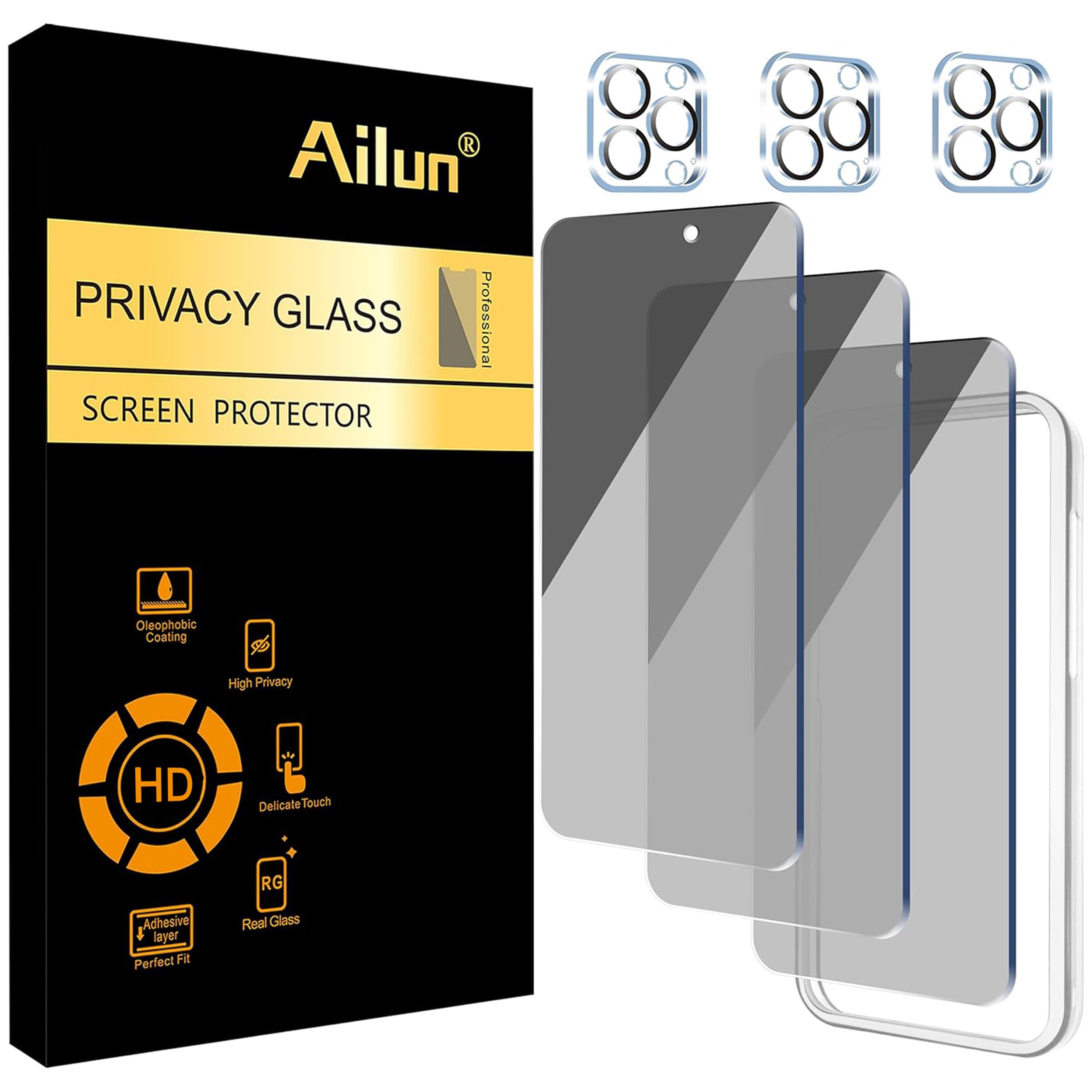 Photo 1 of Ailun Privacy Screen Protector + Camera Lens for iPhone 15 Pro Max