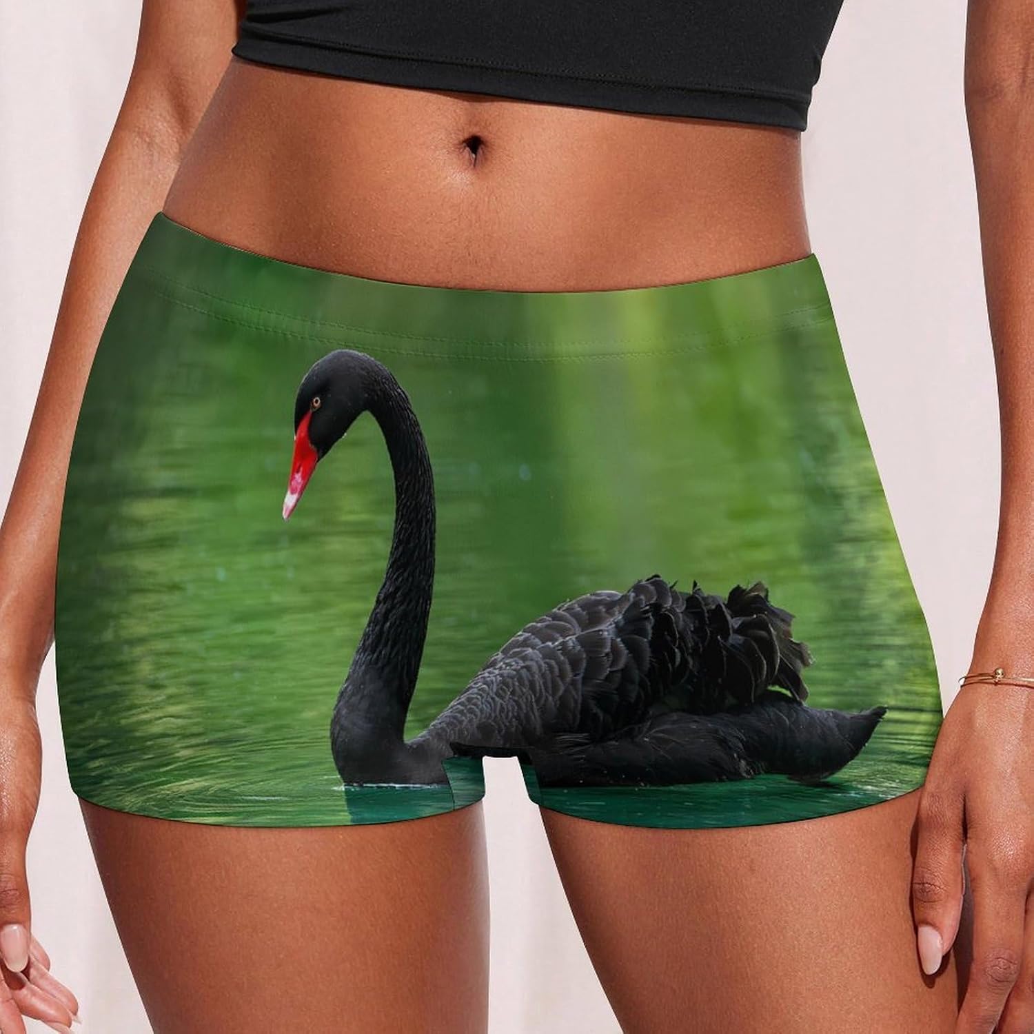 Swan Swimming Funny Women's Boxer Briefs Breathable Underpants Trunks Stretch Underwear