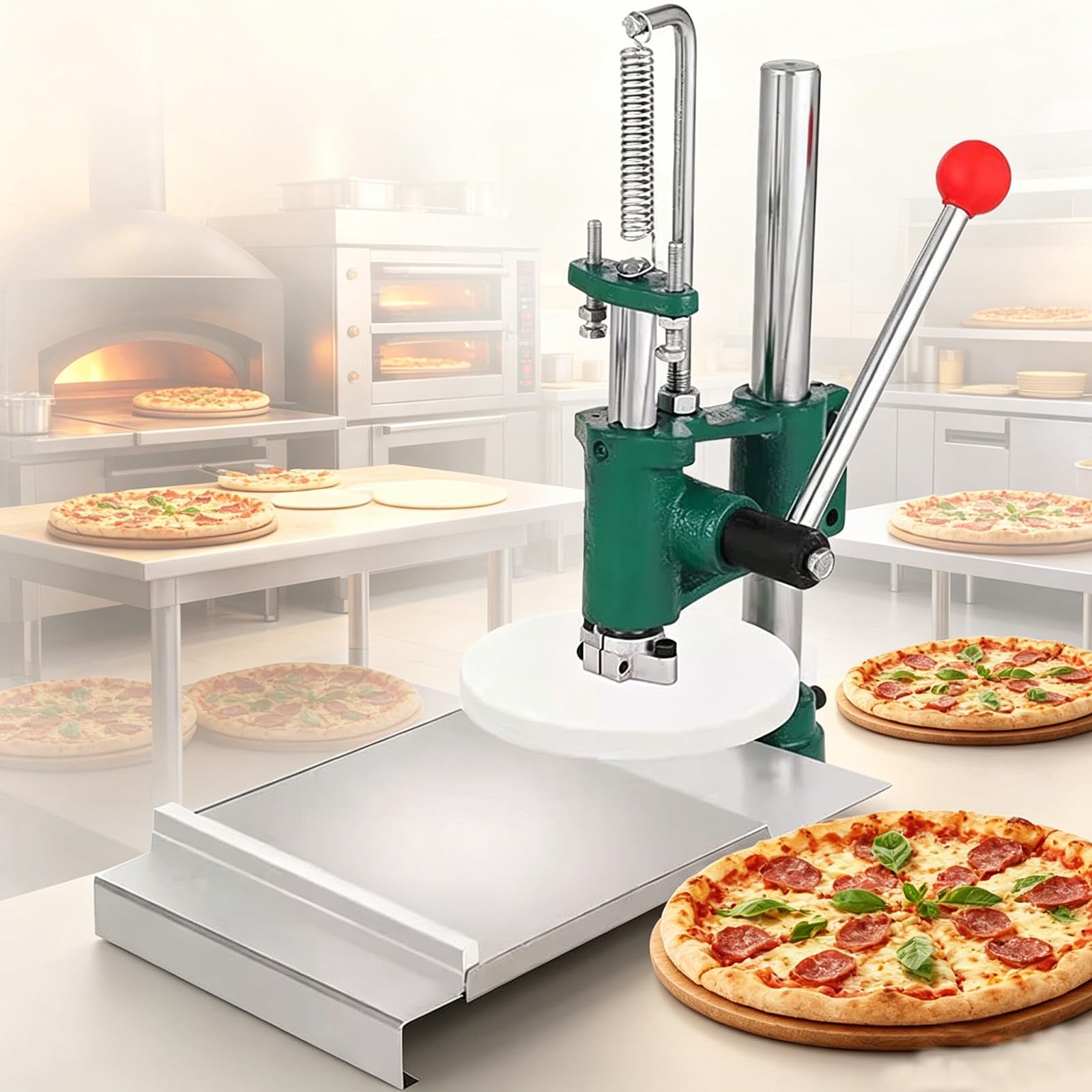 AityBuy Household Pizza Pastry,Commercial Pizza Press,Pizza Crust Pressing Tool,Pizza Forming Machine,Manual Pastry Press Machine,Dough Sheeter 16Model-14cm