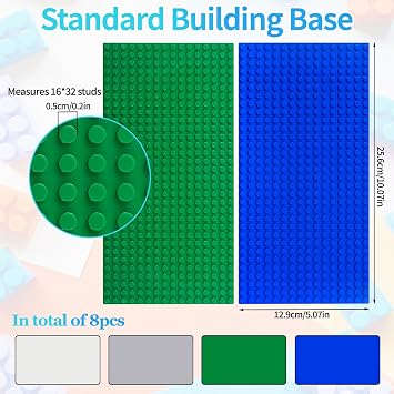 winbest 8 Pack Classic Baseplates 4 Colors Square Building Board BasePlates