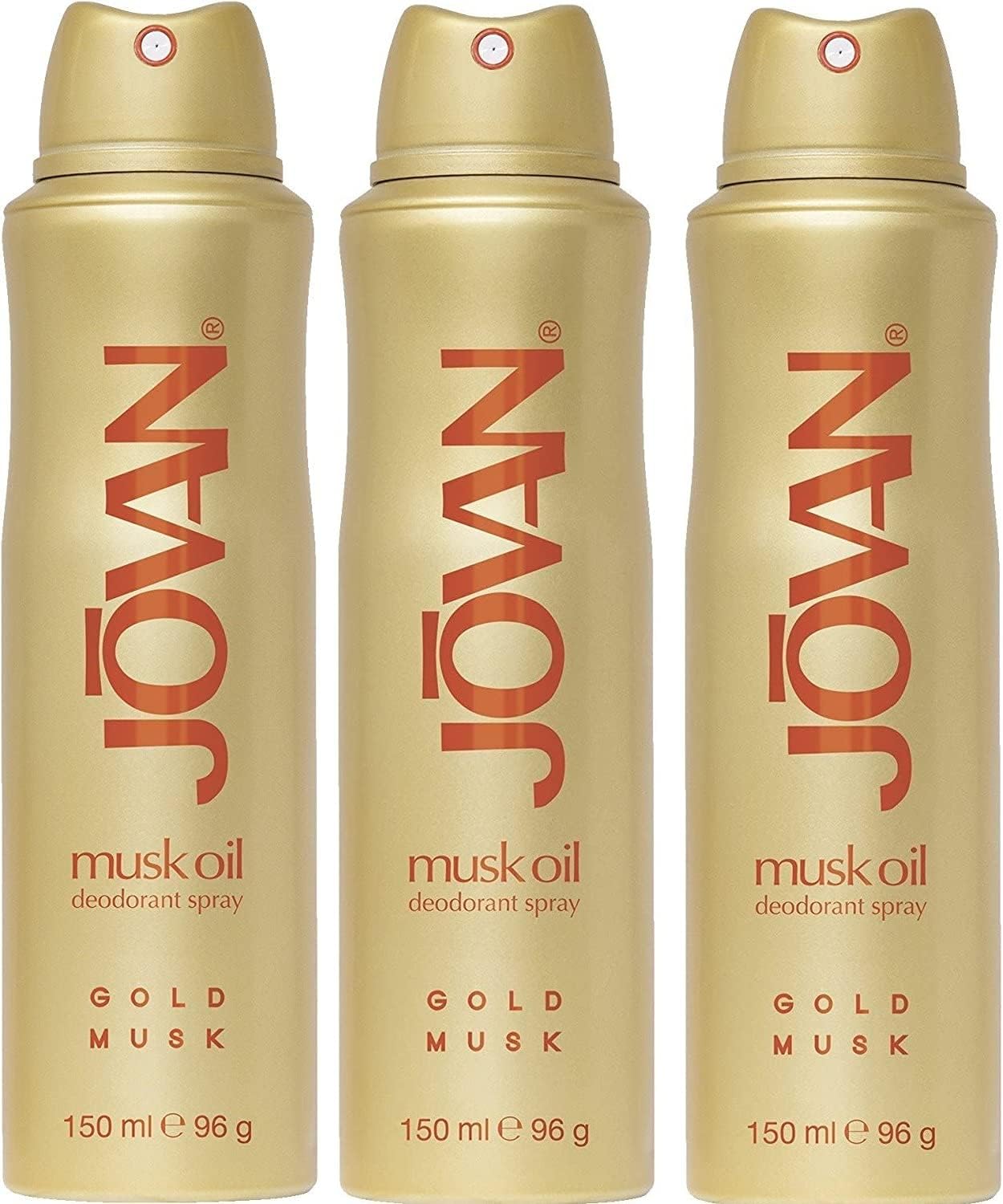 JovanMusk Oil Gold Musk Ladies Womens Deodorant Spray 150 ml 3 Pack
