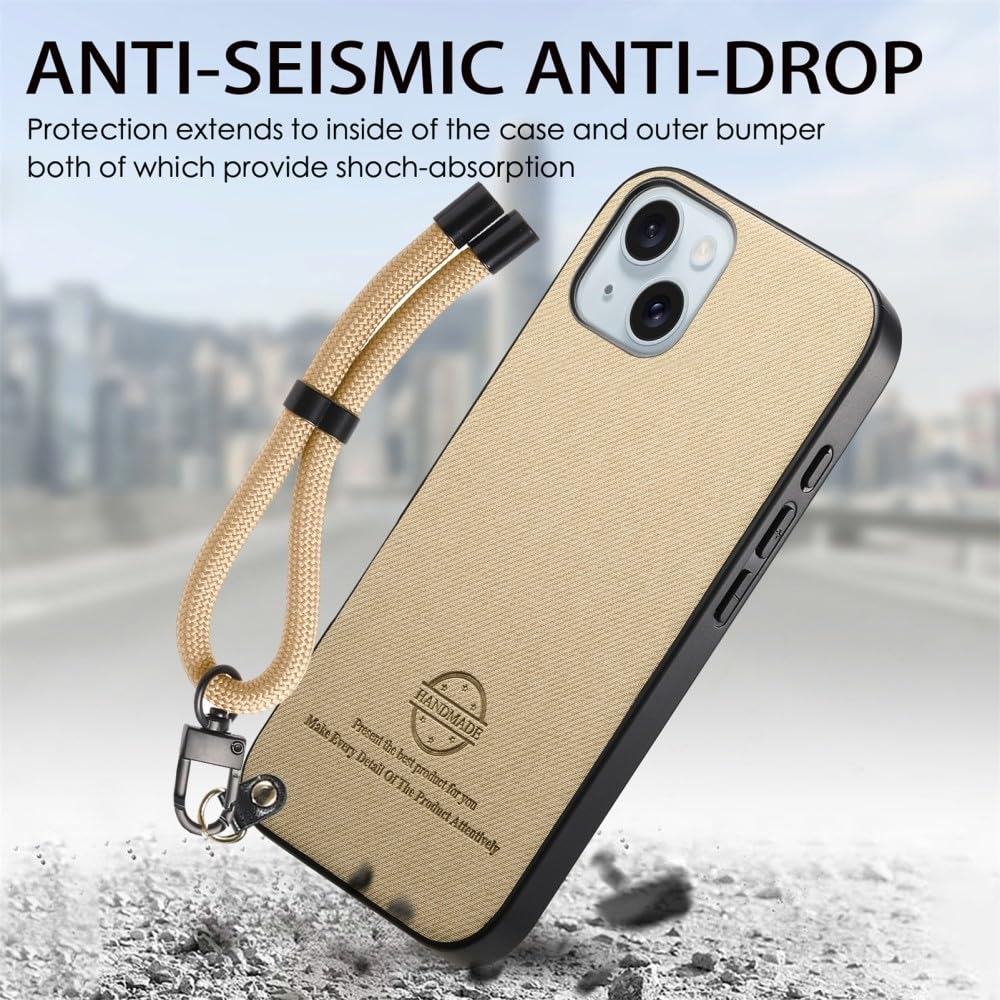 Generic Étui compatible avec iPhone 14 Pro (couleur : gris) coque arrière en cuir silicone antichoc avec sangle