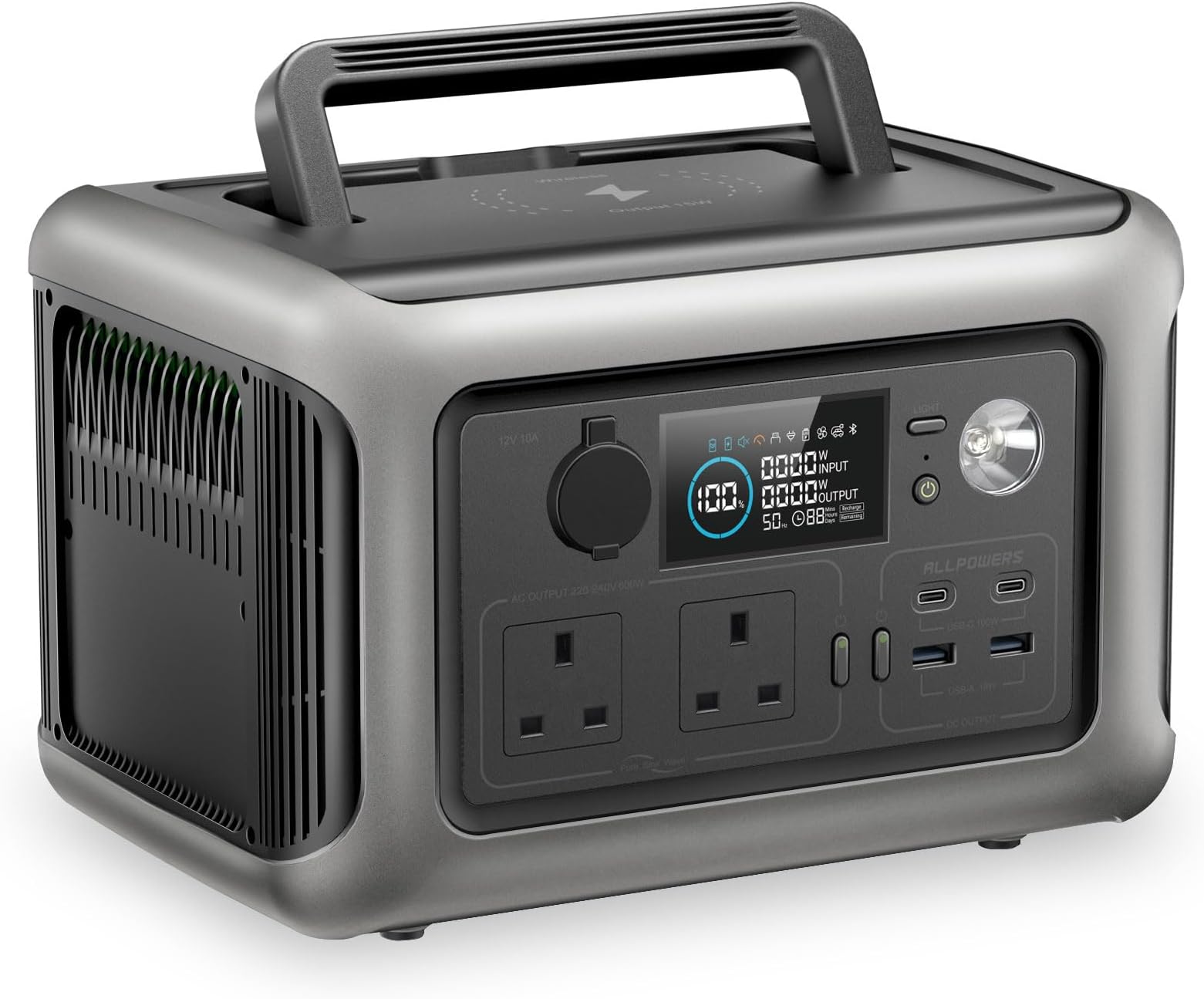 ALLPOWERS Portable Power Station R600, 299Wh LiFeP04 Battery with 2x 600W (1200W Surge) AC Outlets Solar Generator, Recharge from 0-100% in 1 Hour, for Outdoor Camping RV Home Use