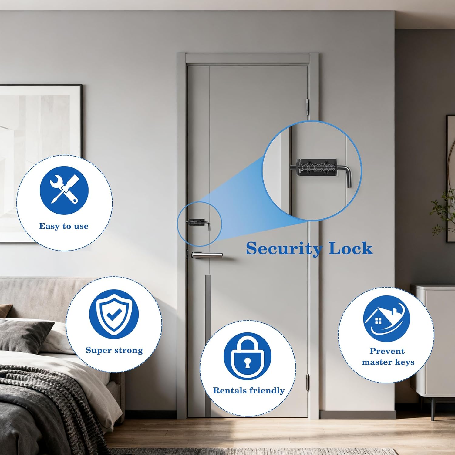 Spring Loaded Latch Bolt, 3 Inch Heavy Duty Barrel Bolt Thickened Sliding Door Lock for Interior Door Front Door Toilet Door Barn Door Fence Door Garage Door Pet Room