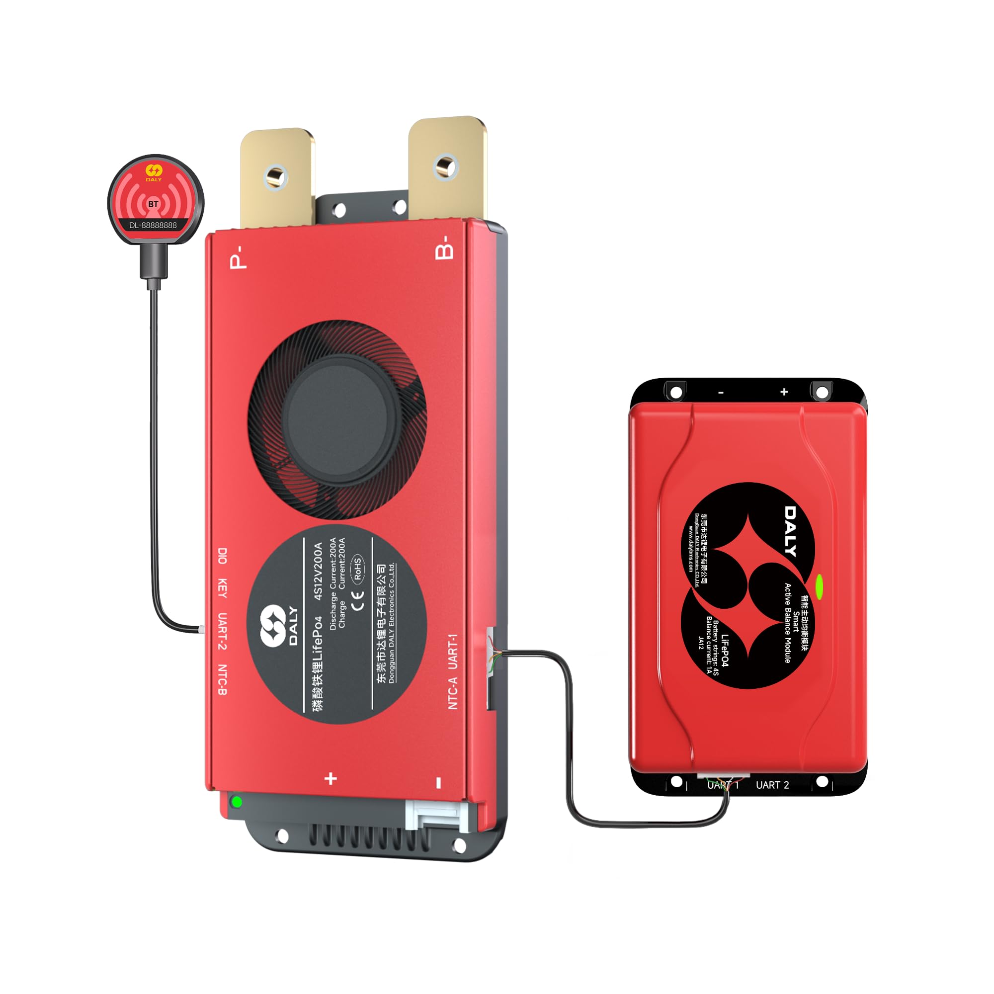 DALY BMS 12V 4S 200A Balance BMS con bilanciamento attivo delle celle 1A Bluetooth per pacco batteria LiFePO4