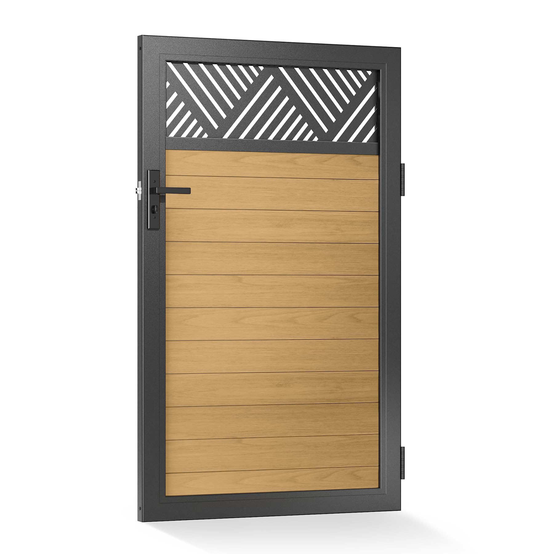 WOCEPU Wood Grain Aluminum Fence Gate