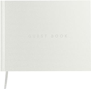Useful Co. Classic White Leather Hardbound Guest Book for Funerals and Vacation Homes (9x7 In)