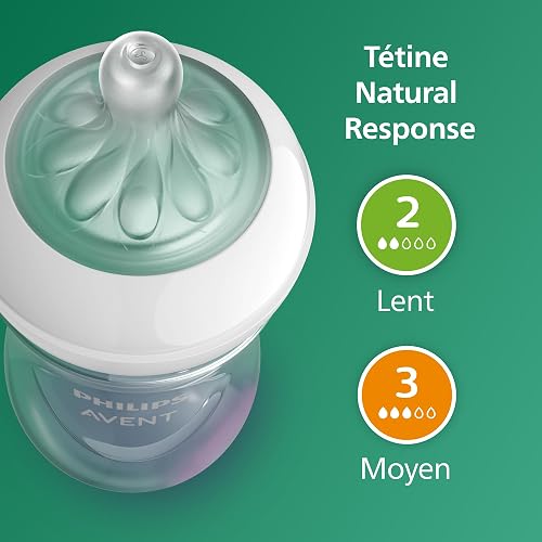 Philips Avent Kit biberons en verre Natural Response pour nouveau-né - 5 biberons, 2 sucettes Ultra Soft 0-6 mois, goupillon, sans BPA (modèle SCD879/11) - 11
