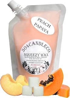 304CandleCo Large Squeeze Soy Wax Melt - 50 SCENTS! - Highly Fragrant & Hand-Crafted - Easy Mix & Match - American Made - Perfect for Wax Warmers (3oz, Peach Papaya)