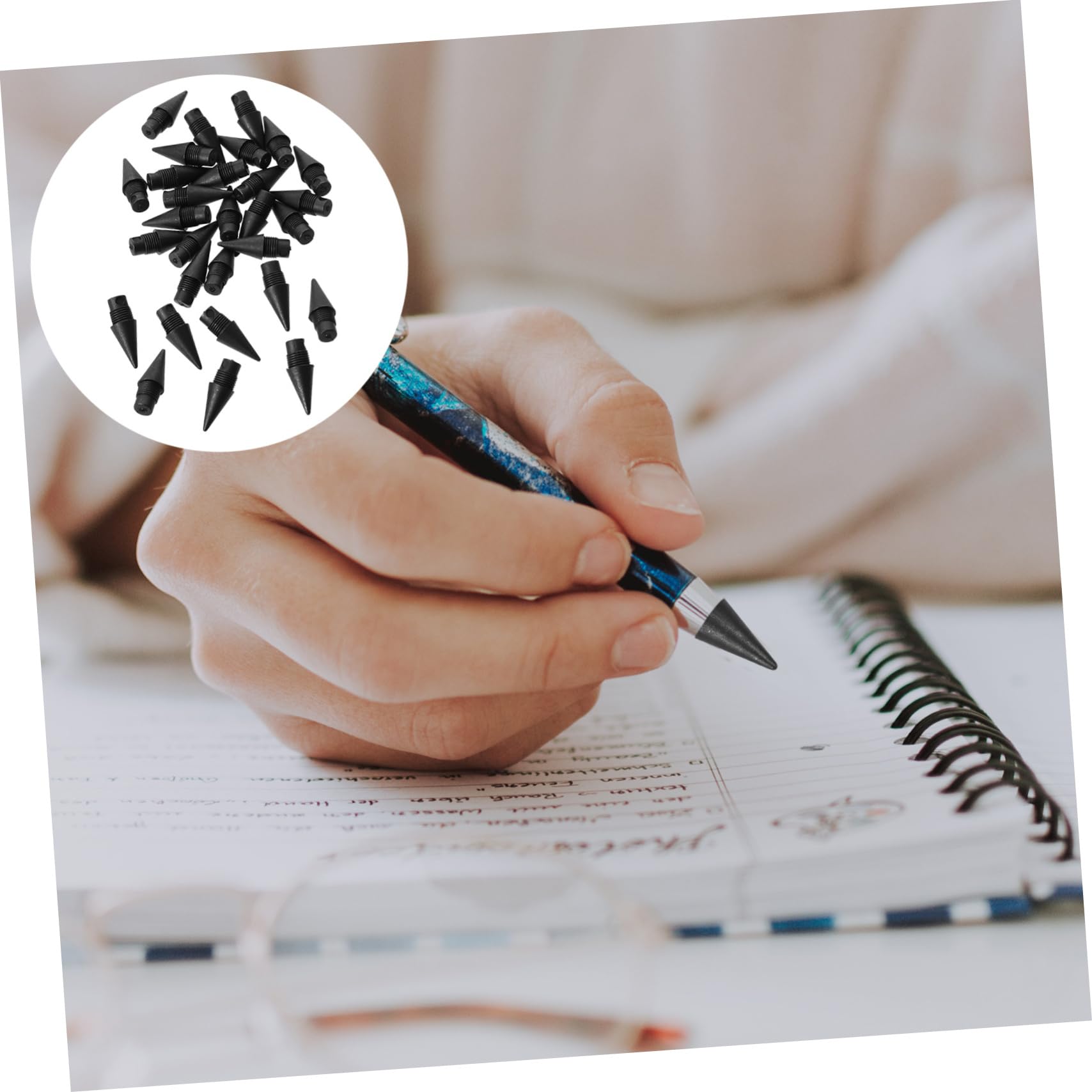 Angoily 30pcs Inkless Pencil Replacement Nibs for Everlasting Pencils No Sharpening Portable Writing Nibs for School Supplies and Drawing Compatible with Unlimited Pens