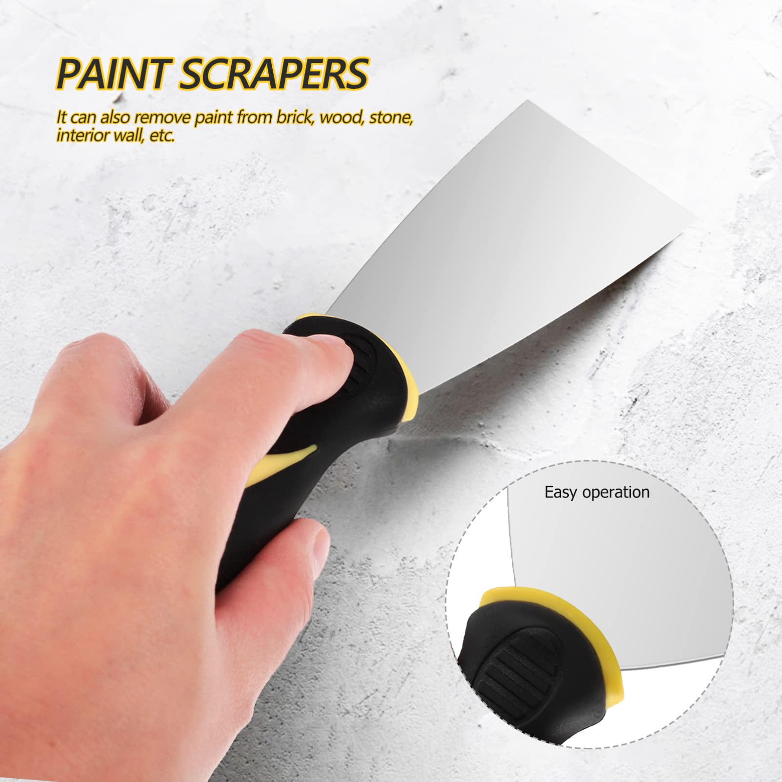 Set di Spatole in Acciaio Inox 8 Pezzi per Superfici Lisce | Argento, Non Facile da Arrugginire, Kit per Finitura e Riparazione Cartongesso, Impugnatura Integrata