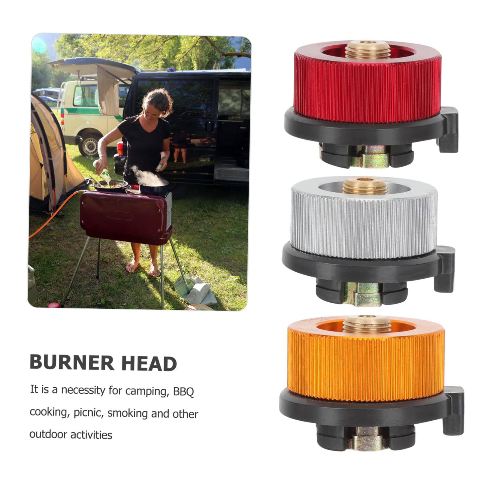 HAKIDZEL 3Pcs Propane Tank Converter Professional Gas Adapter for Camp Stove Compact Conversion Head for Outdoor and Cooking for Camping and Hiking Activities