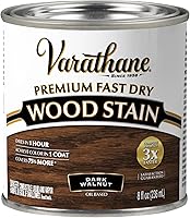Varathane Premium Fast Dry Wood Stain Dark Walnut Half Pint - 1 Hour Dry, 1 Coat Coverage for Furniture, Cabinets, Doors & Trim