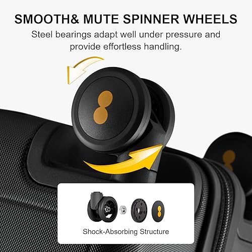 Miniatura 3 de LEVEL8 Equipaje luminoso, Negro -, Juego de 2 piezas