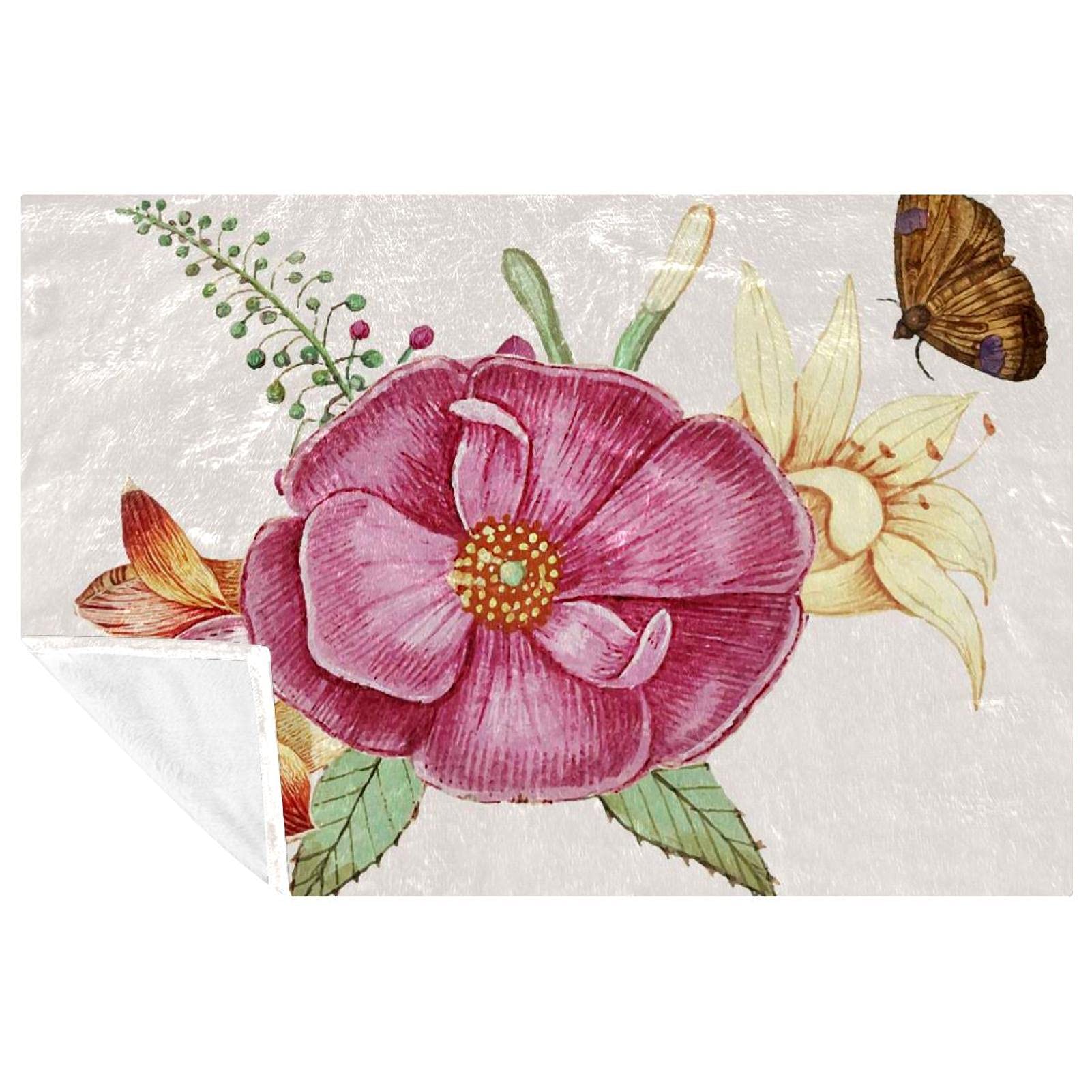 Couverture douce imprimé rose sauvage vintage pour lit et canapé plaid 150x100 cm
