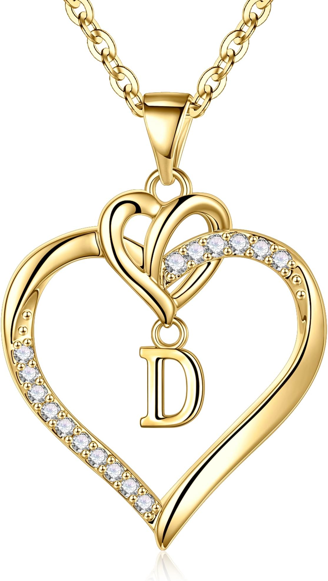 STORUP Mothers Day Gifts - Heart Initial Necklaces for Women Girls Gift, 14K-Gold-Plated Initial A-Z Heart Necklaces for Teen Girl Jewelry Birthday Mothers Day Gifts for Mom Wife Her