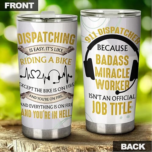Miniatura 3 de 911 Dispatcher - Vaso de acero inoxidable de 20 onzas, Despachador de trabajadores milagrosos, regalo para cumpleaños, Navidad, regalos de semana de